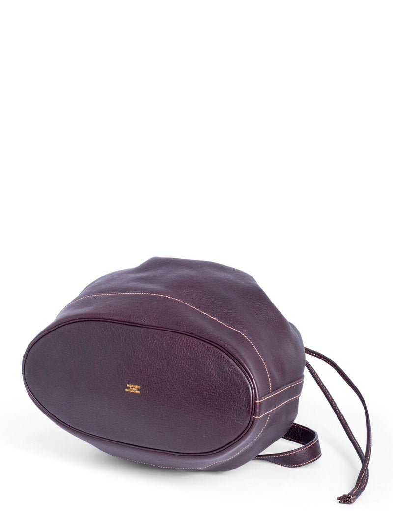 Hermes Leather Market Bucket Bag Brown-designer resale