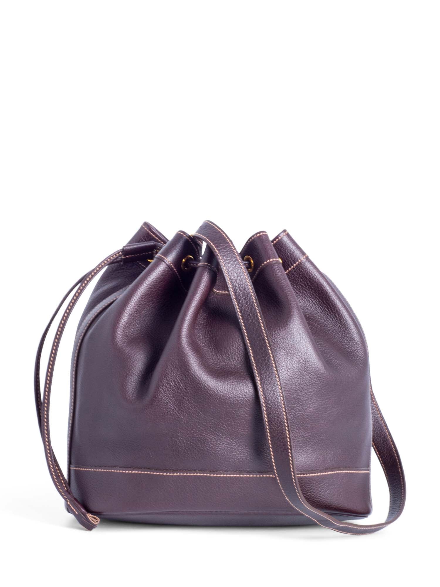 Hermes Leather Market Bucket Bag Brown-designer resale