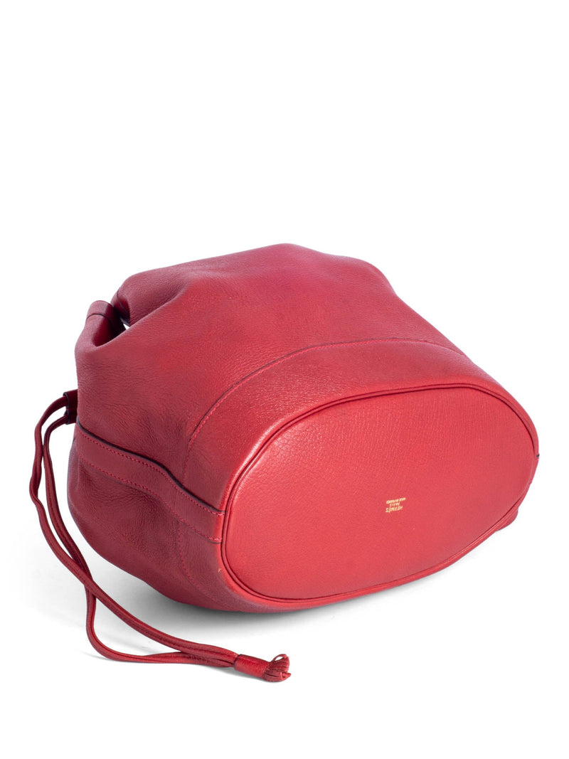 Hermes Leather Market Bucket Bag Red-designer resale