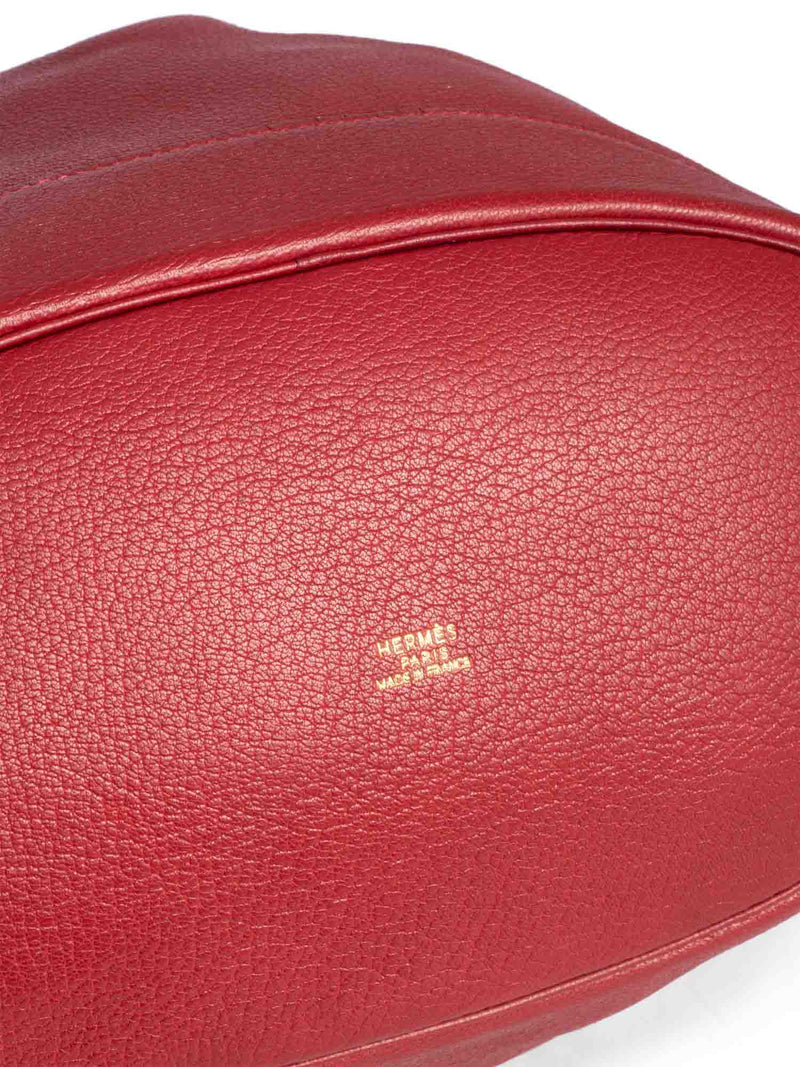 Hermes Leather Market Bucket Bag Red-designer resale