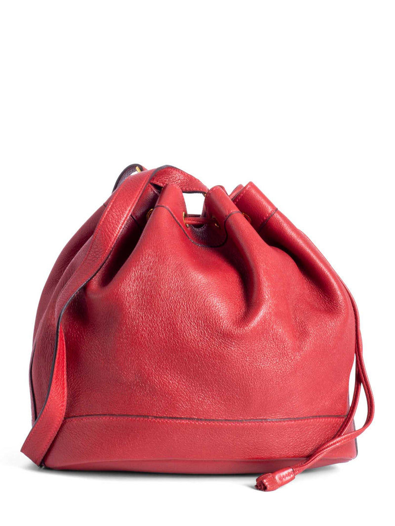 Hermes Leather Market Bucket Bag Red-designer resale