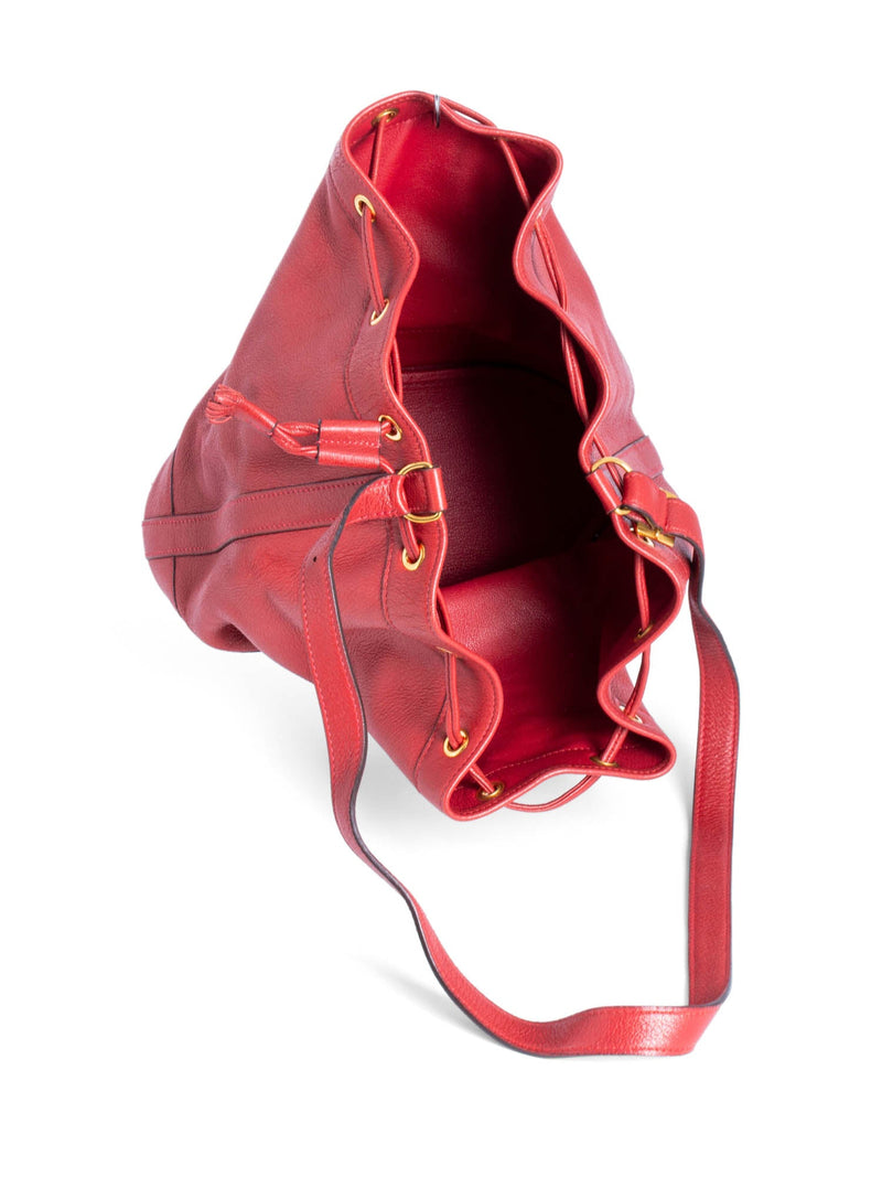 Hermes Leather Market Bucket Bag Red-designer resale