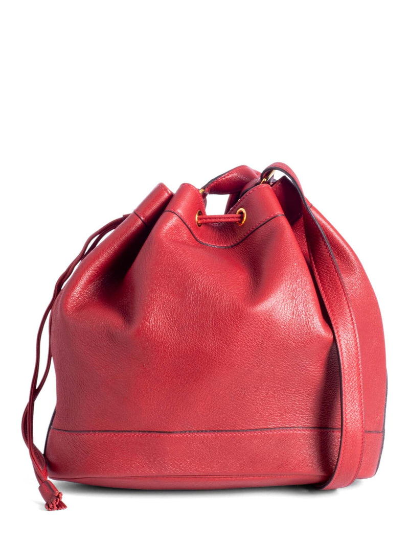 Hermes Leather Market Bucket Bag Red-designer resale