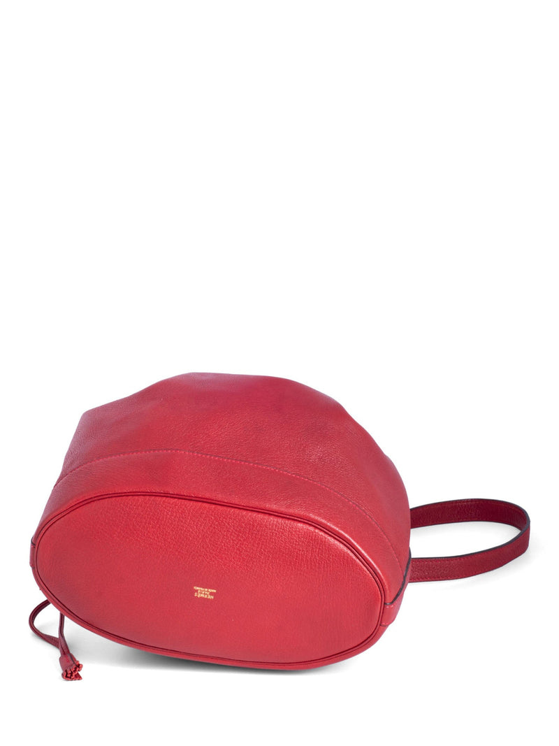 Hermes Leather Market Bucket Bag Red-designer resale