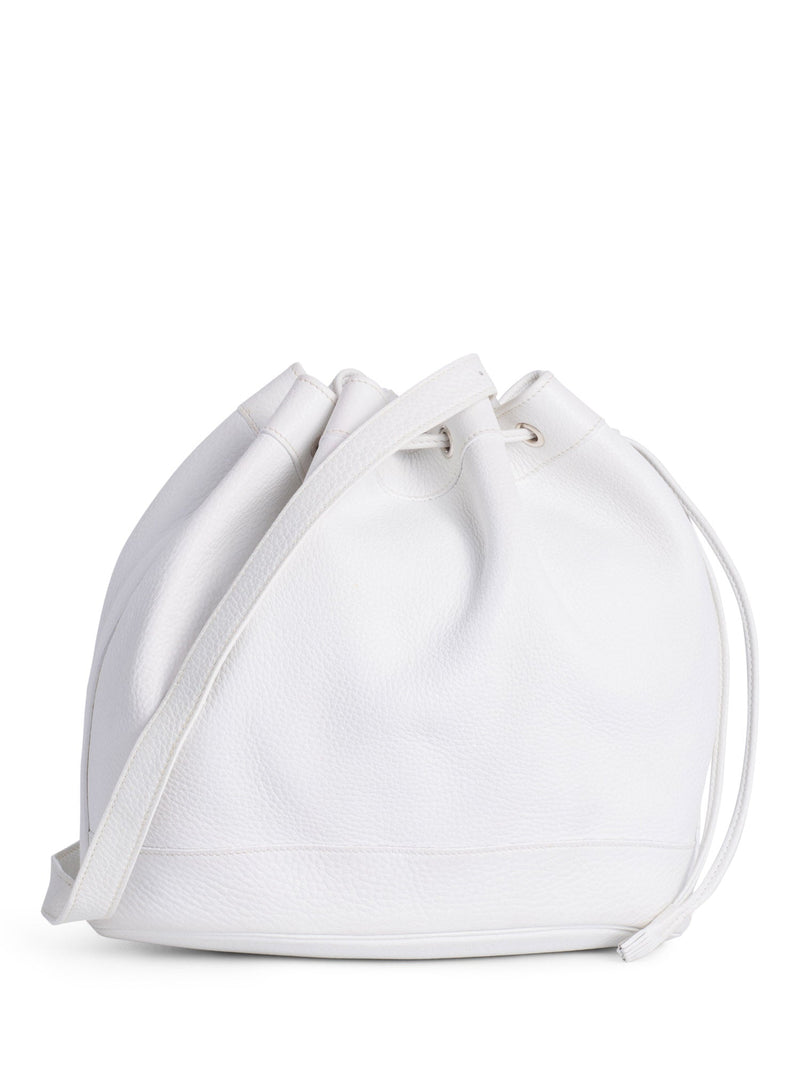 Hermes Leather Market Bucket Bag White-designer resale