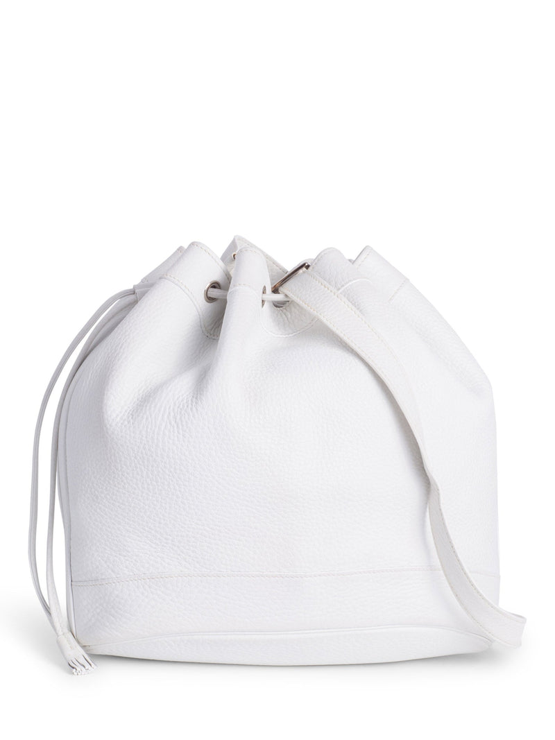 Hermes Leather Market Bucket Bag White-designer resale