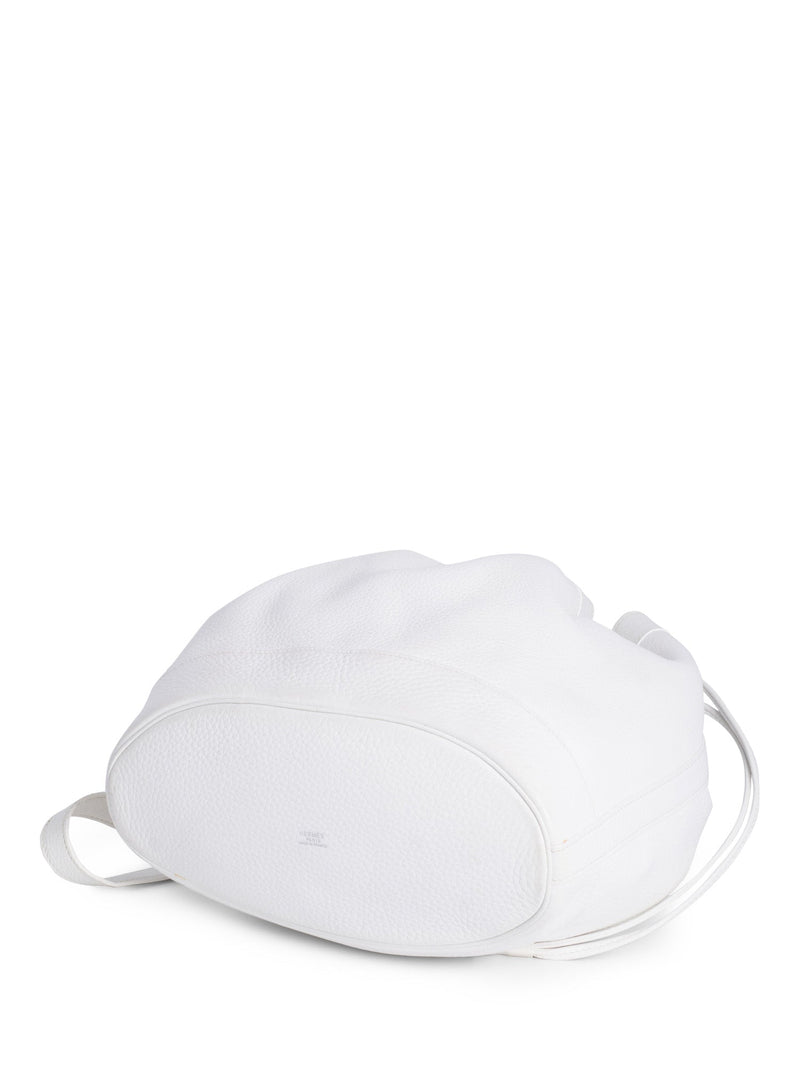 Hermes Leather Market Bucket Bag White-designer resale