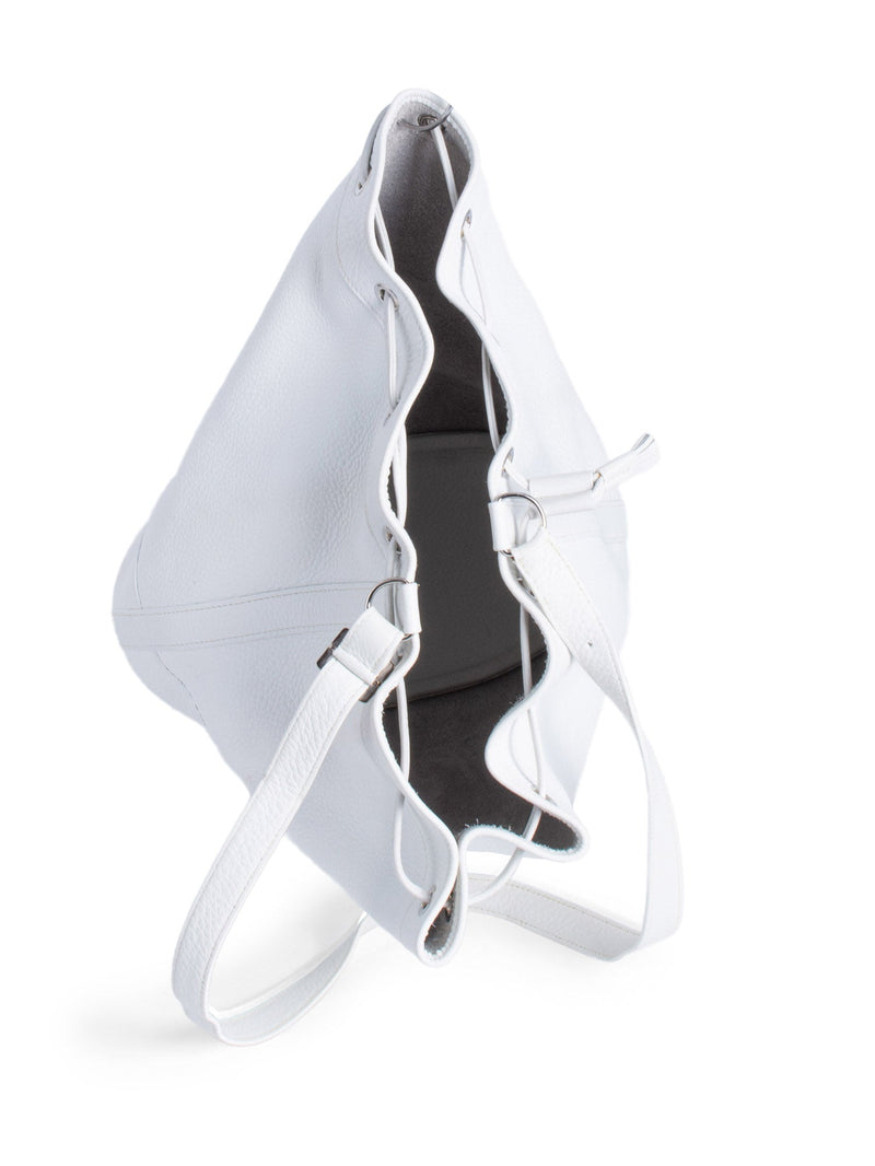 Hermes Leather Market Bucket Bag White-designer resale