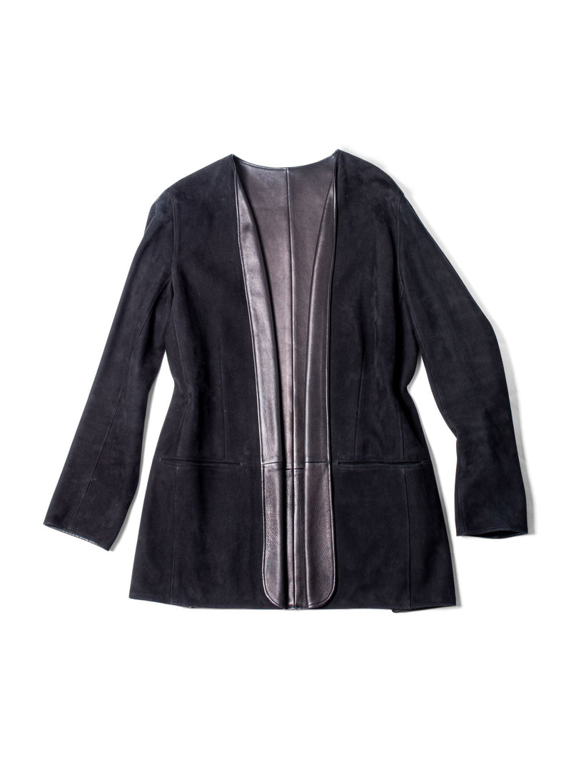 Hermes Leather Suede Reversible Jacket Black-designer resale