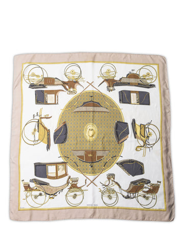Hermes Les Voitures a Transformation Scarf 90 Taupe-designer resale