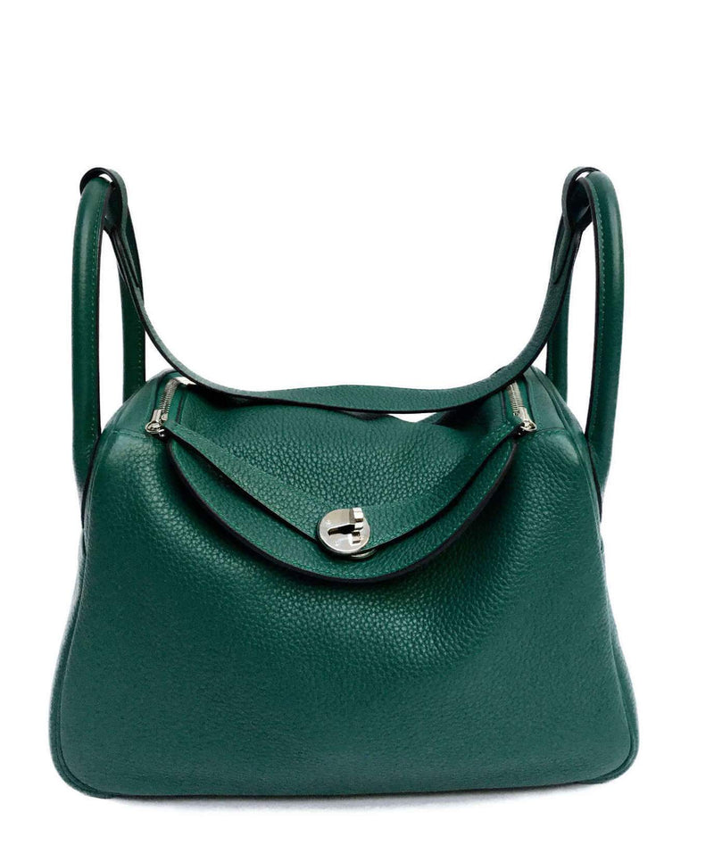 Hermes Lindy 30 Green Clemence Bag Palladium Hardware-designer resale