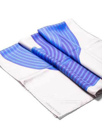 Hermes Maillons de Joel Stein Silk Scarf 90 Blue Grey-designer resale