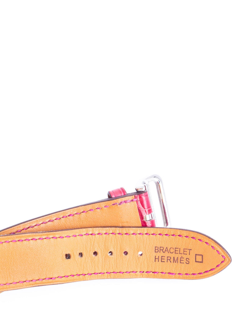 Hermes Matte Alligator Cape Cod Double Tour Strap Watch Pink-designer resale