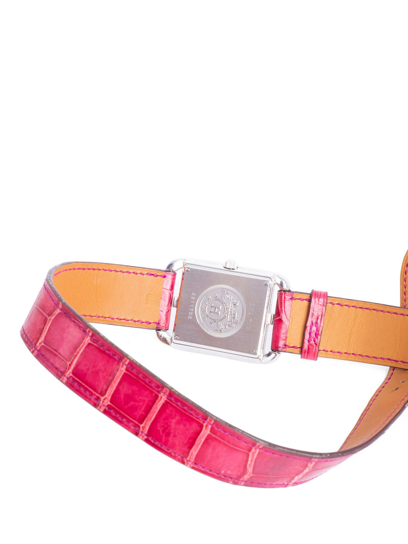 Hermes Matte Alligator Cape Cod Double Tour Strap Watch Pink-designer resale