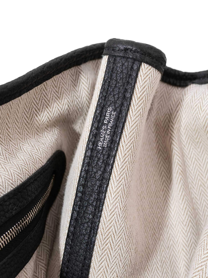 Hermes Negonda Leather Garden Party Bag 36 Black-designer resale