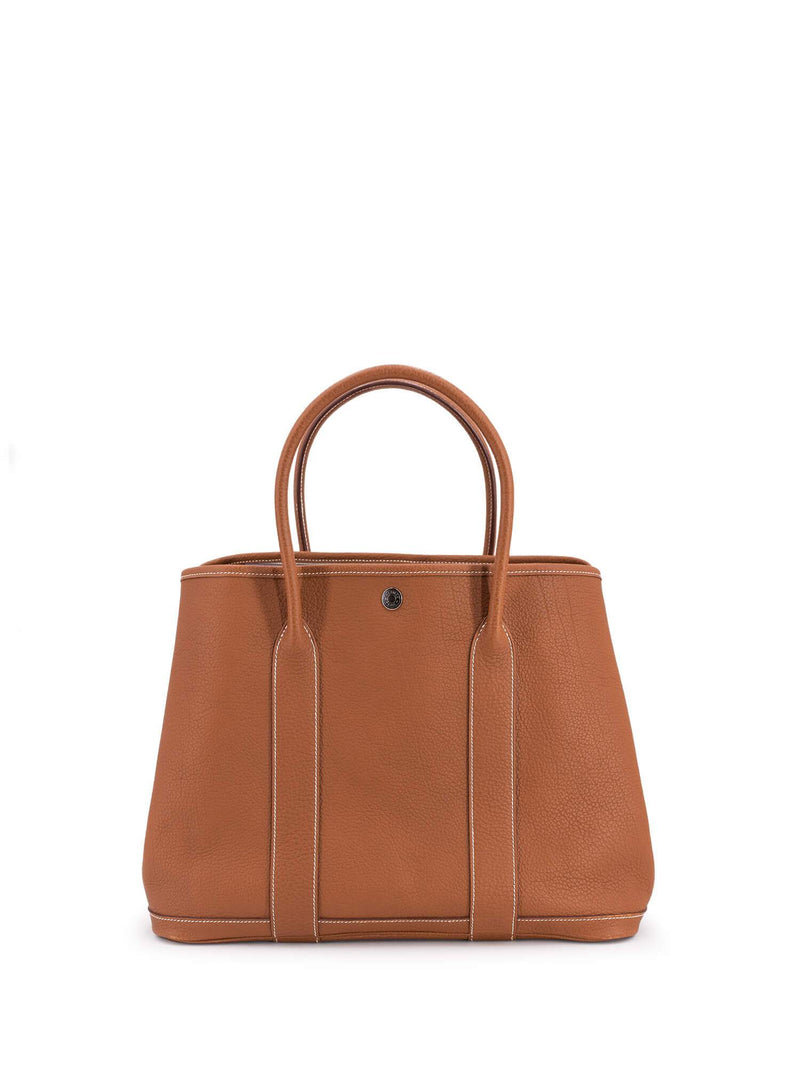 Hermes Negonda Leather Garden Party Bag 36 Cognac Brown-designer resale