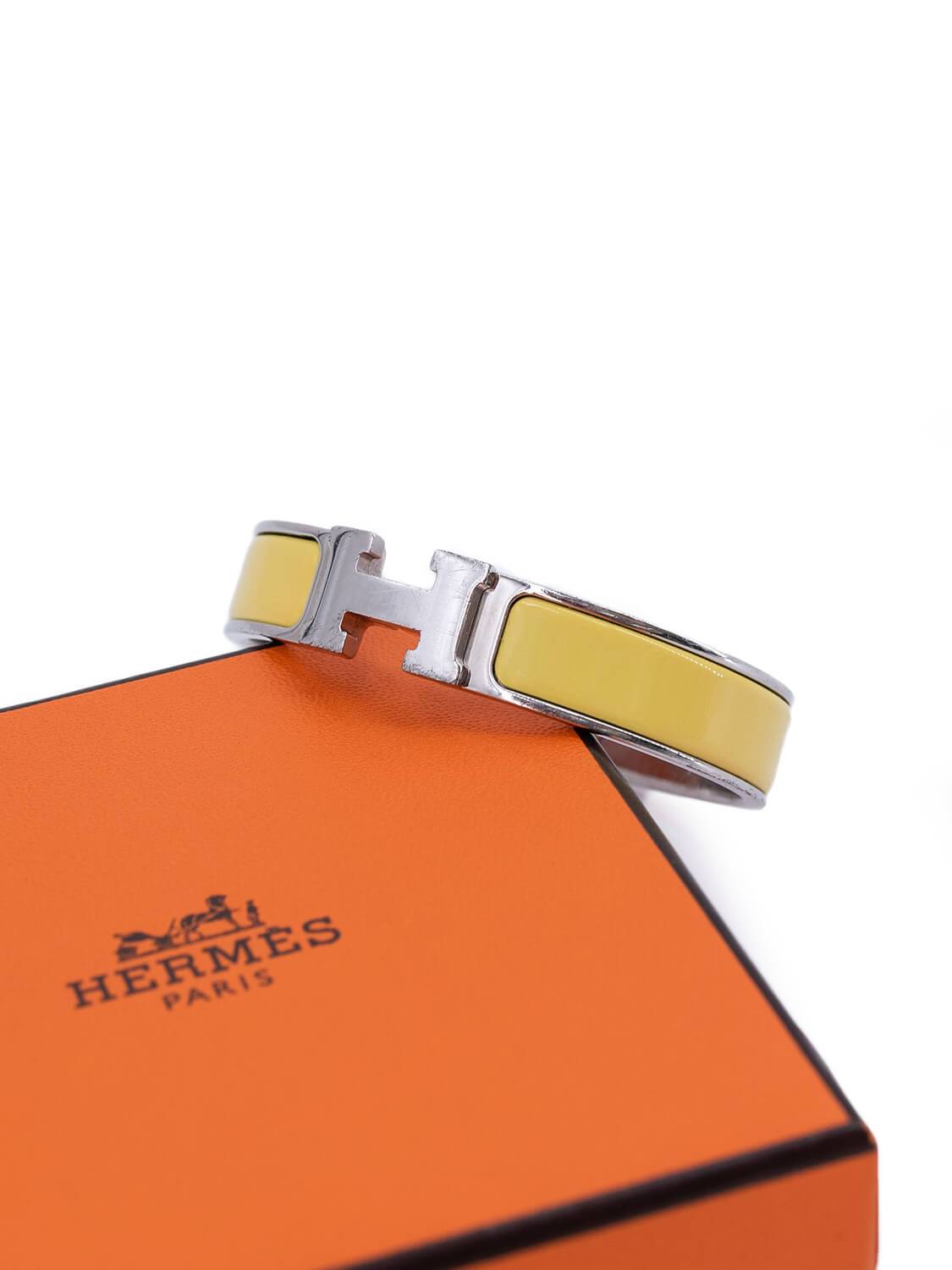 Hermes Palladium Clic Clac H Bracelet Yellow PM-designer resale