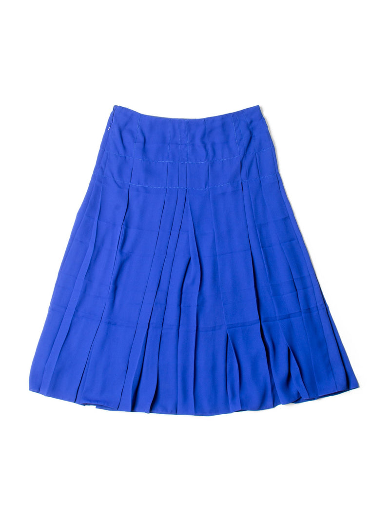 Hermes Pleated A Line Skirt Royal Blue-designer resale