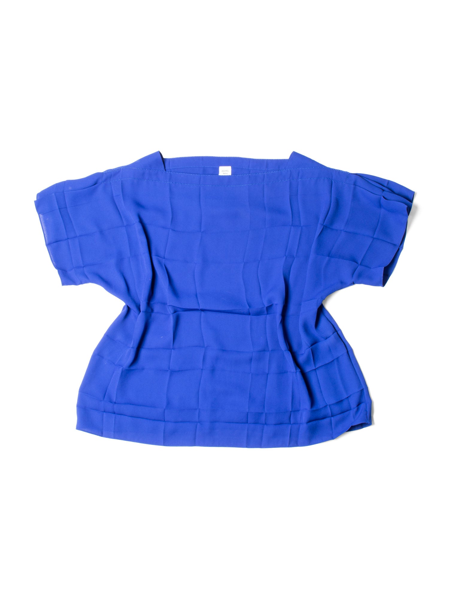 Hermes Pleated Short Sleeve Oversized Top Royal Blue-designer resale