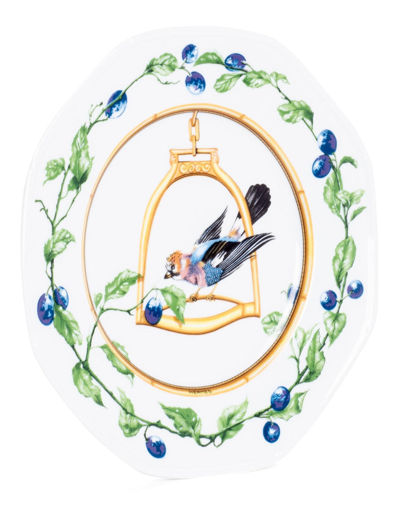 Hermes Porcelain Bird Plate Multicolor-designer resale