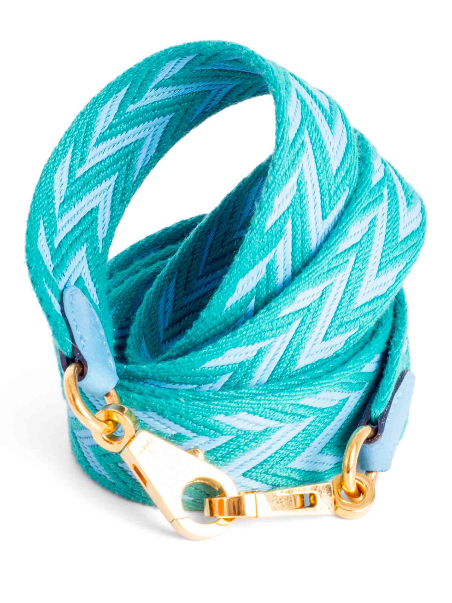 Hermes Sangle Zigzag Cavale Canvas Bag Strap 25 Blue Green-designer resale