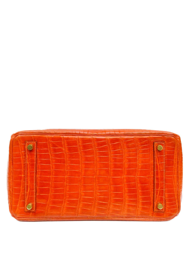 Hermes Shiny Porosus Crocodile Birkin 30 Orange-designer resale