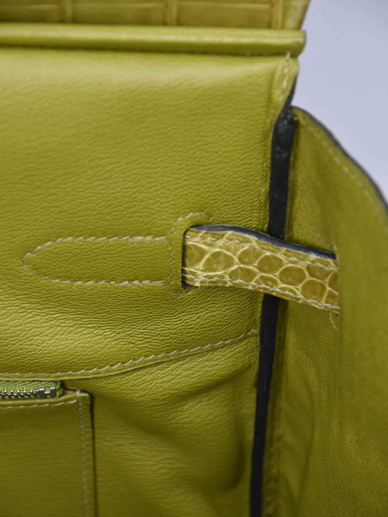 Hermes Shiny Porosus Crocodile Birkin 35 Green-designer resale