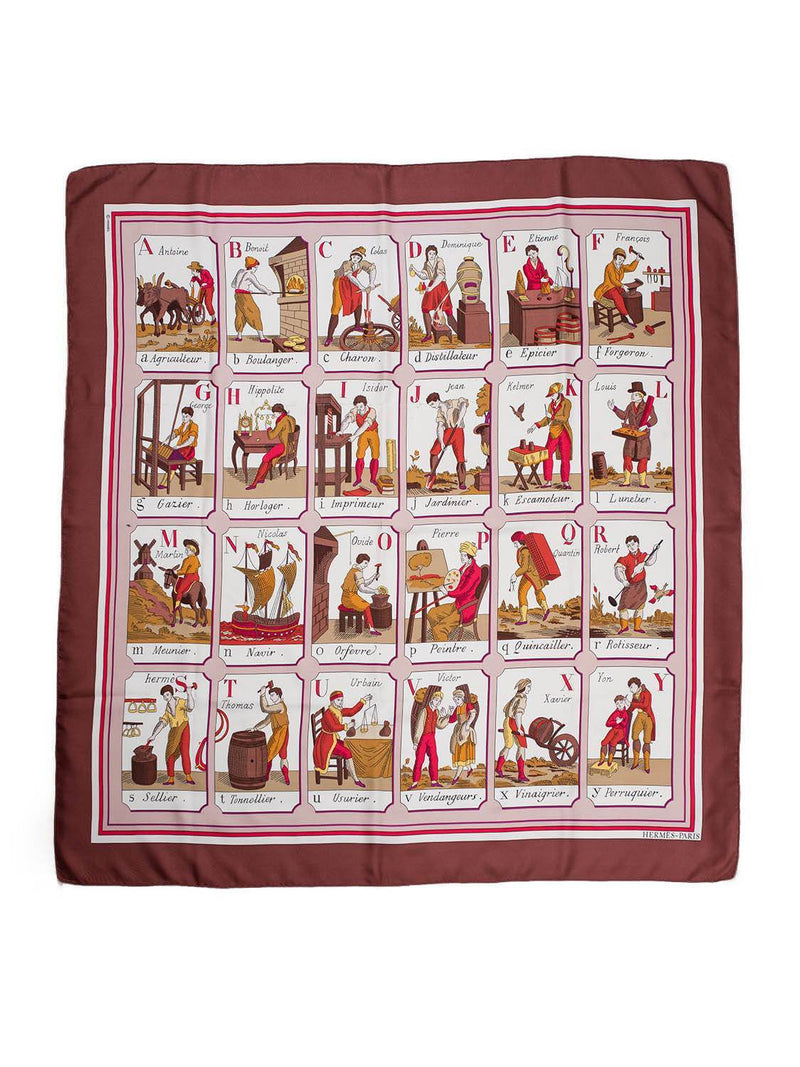 Hermes Silk Alphabet De Metiers Scarf 90 Multicolor-designer resale
