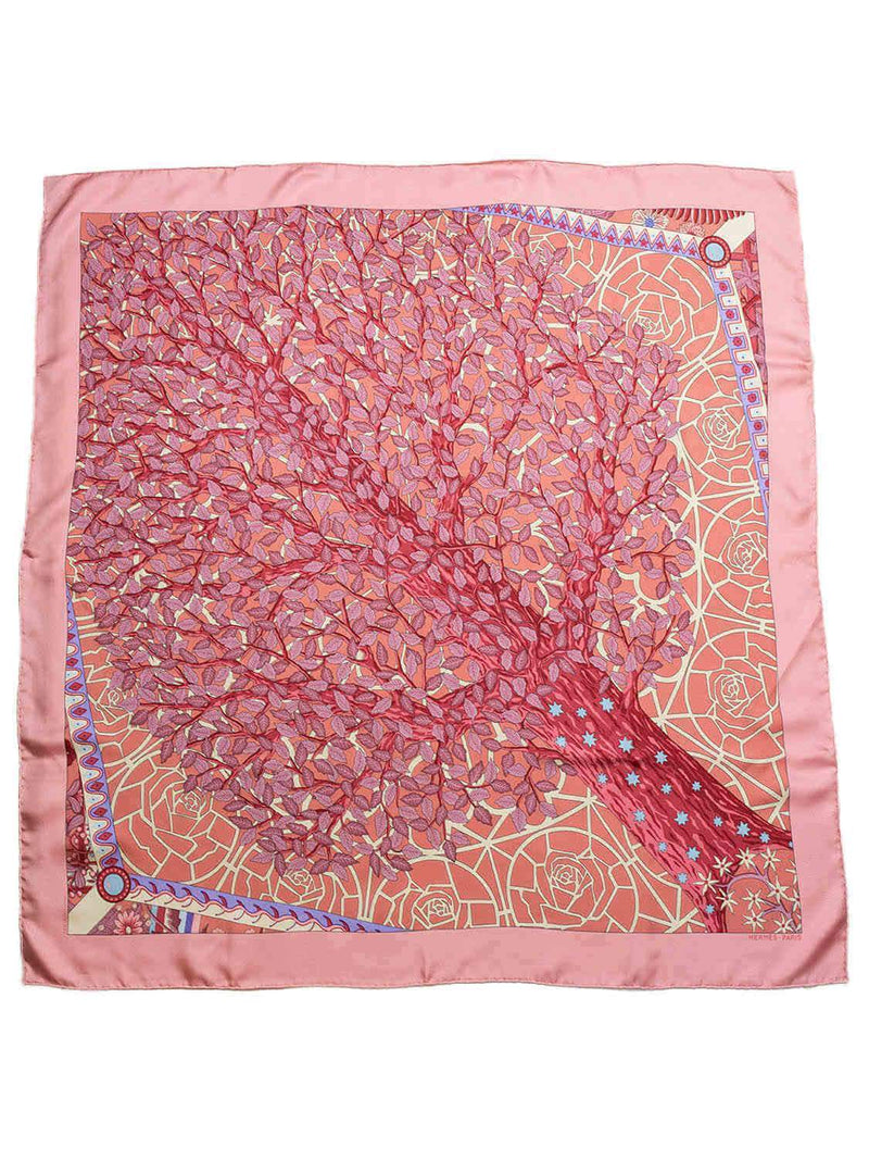Hermes Silk Axis Mundi Scarf 90 Pink-designer resale