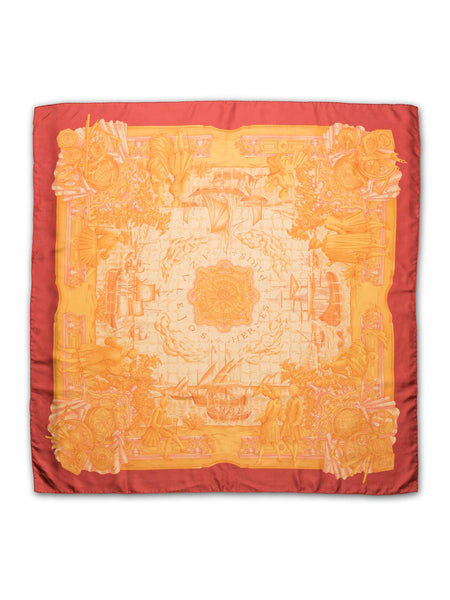 Hermes Silk Azvlejos Scarf 90 Orange Hermes Silk Azvlejos Scarf 90 Orange