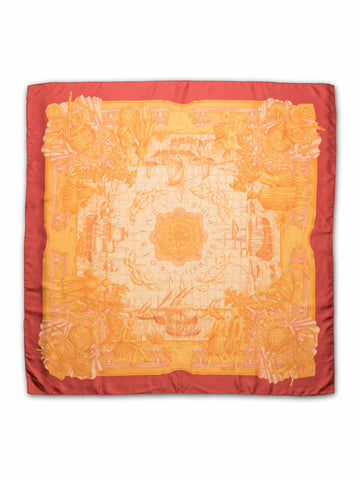 Hermes Silk Azvlejos Scarf 90 Orange-designer resale