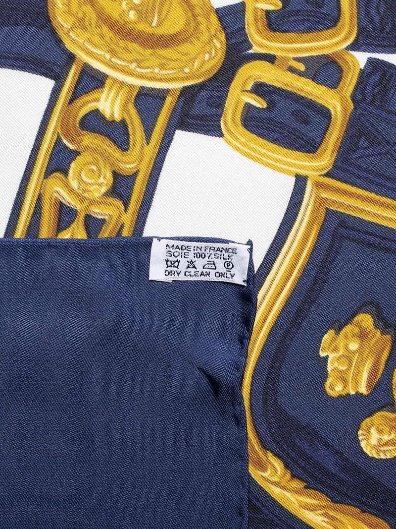 Hermes Silk Brides de Gala Scarf Blue Gold 90-designer resale