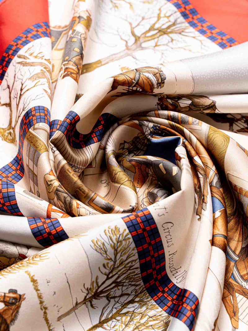 Hermes Silk Bull & Mouth Regents Circus Piccadilly Scarf 90 Multicolor-designer resale