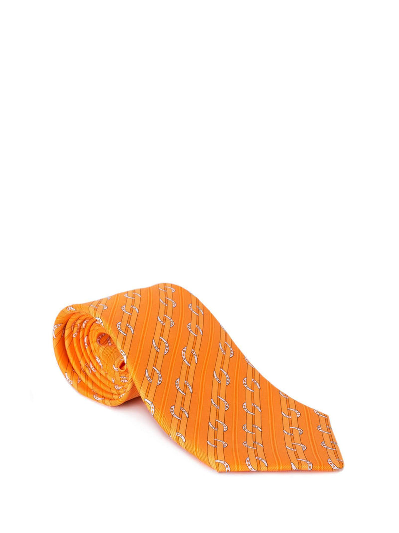 Hermes Silk Horseshoe Tie Orange-designer resale