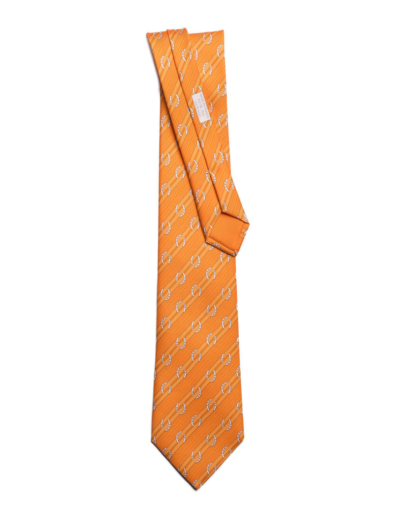 Hermes Silk Horseshoe Tie Orange-designer resale
