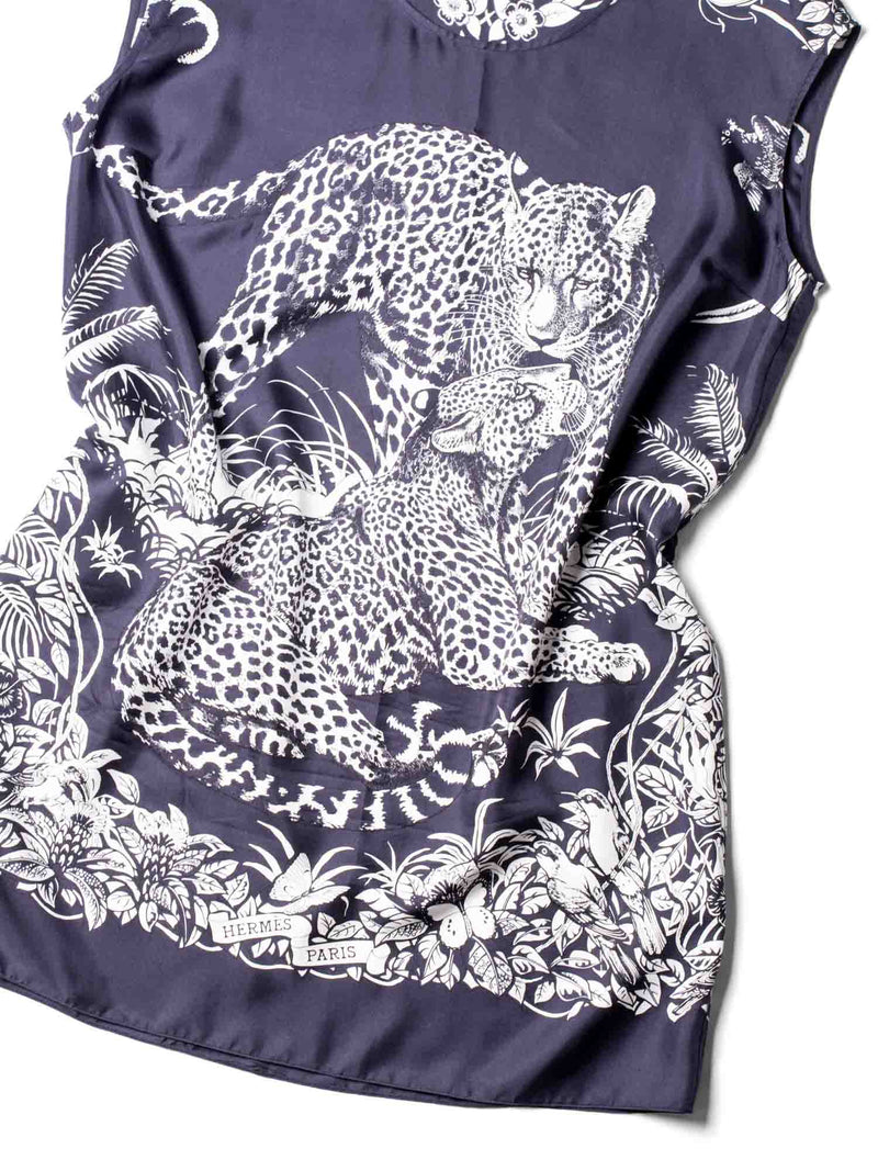 Hermes Silk Jungle Love Mini Dress Navy White-designer resale