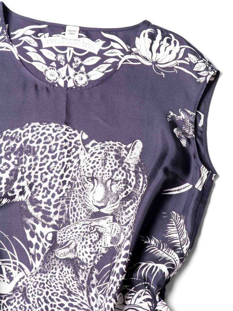 Hermes Silk Jungle Love Mini Dress Navy White-designer resale
