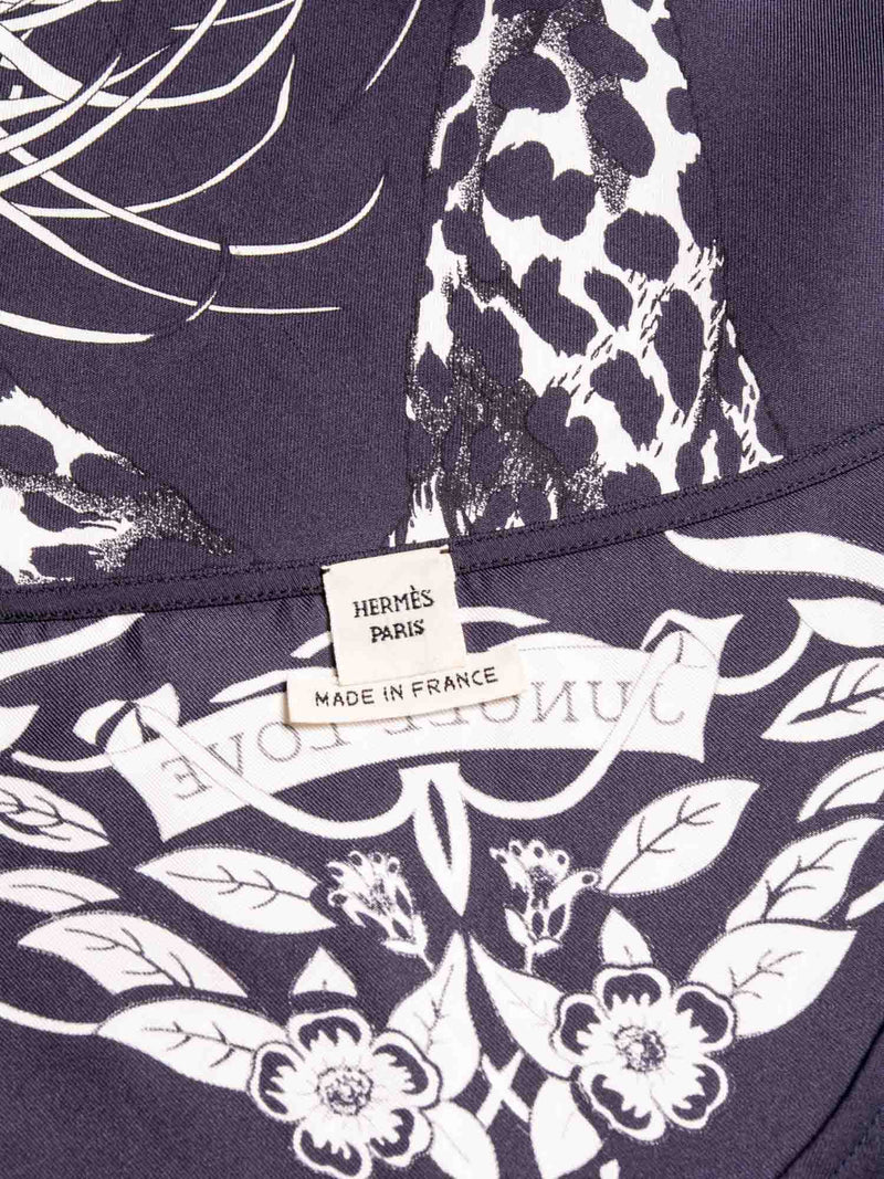 Hermes Silk Jungle Love Mini Dress Navy White-designer resale
