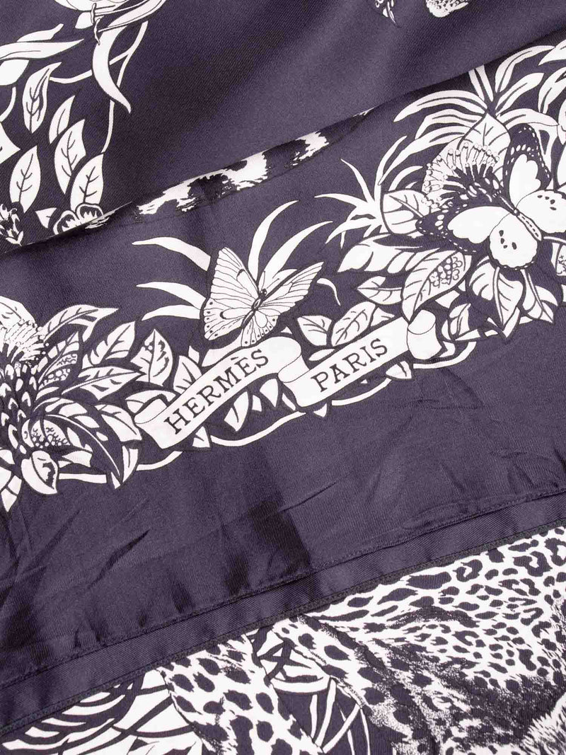 Hermes Silk Jungle Love Mini Dress Navy White-designer resale