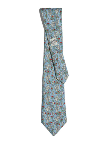 Hermes Silk Koala Family Tie Blue-designer resale