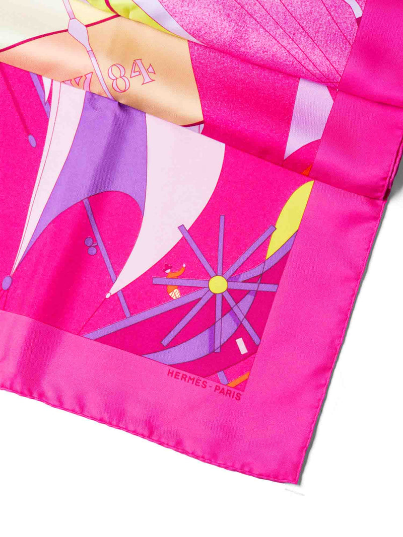 Hermes Silk Les Folies Du Ciel II Scarf 90 Pink-designer resale