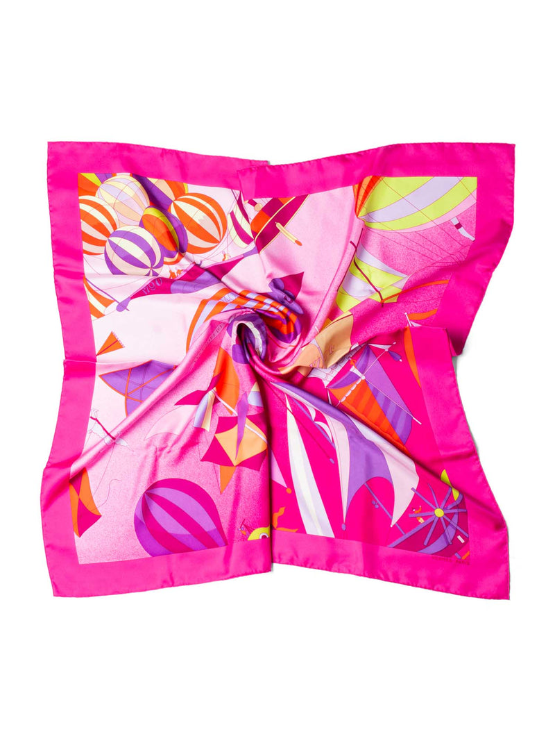 Hermes Silk Les Folies Du Ciel II Scarf 90 Pink-designer resale
