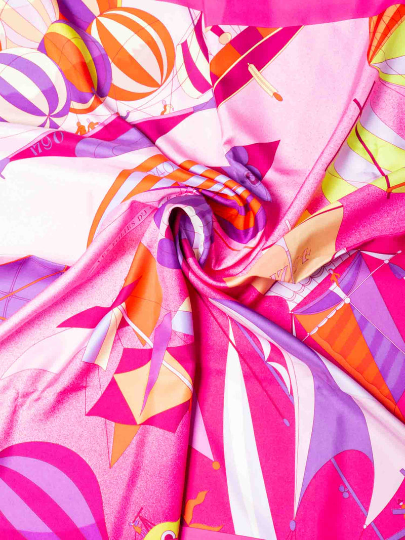 Hermes Silk Les Folies Du Ciel II Scarf 90 Pink-designer resale