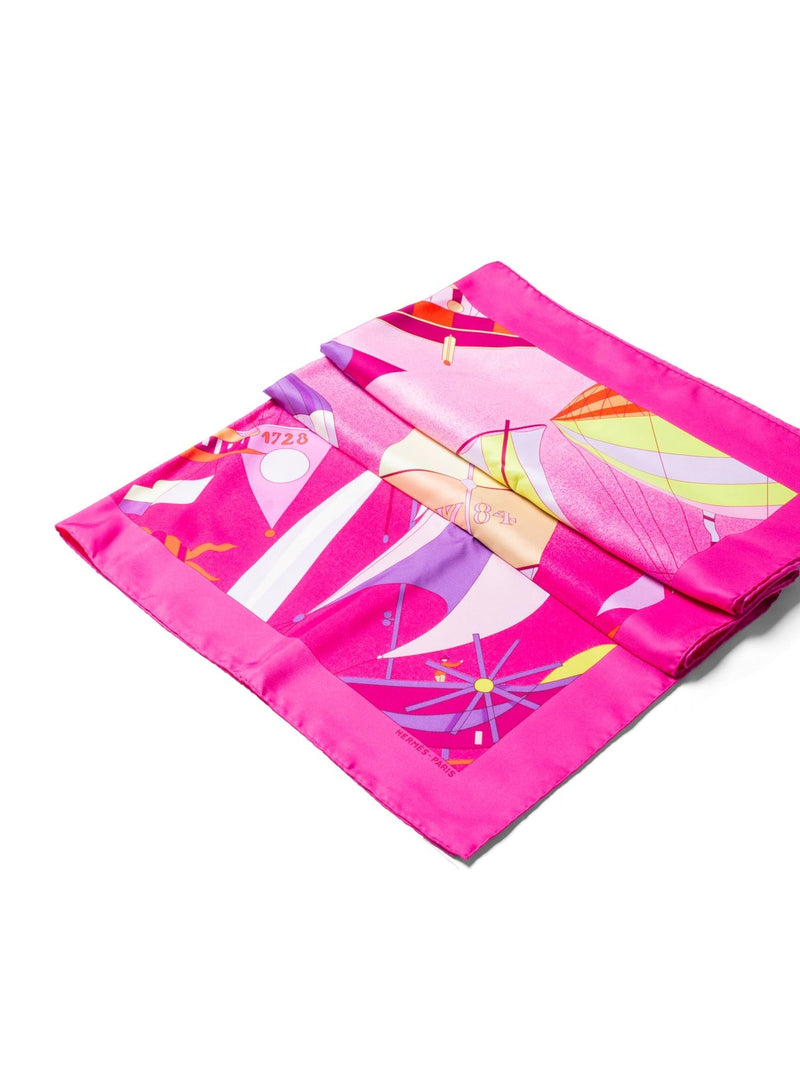 Hermes Silk Les Folies Du Ciel II Scarf 90 Pink-designer resale