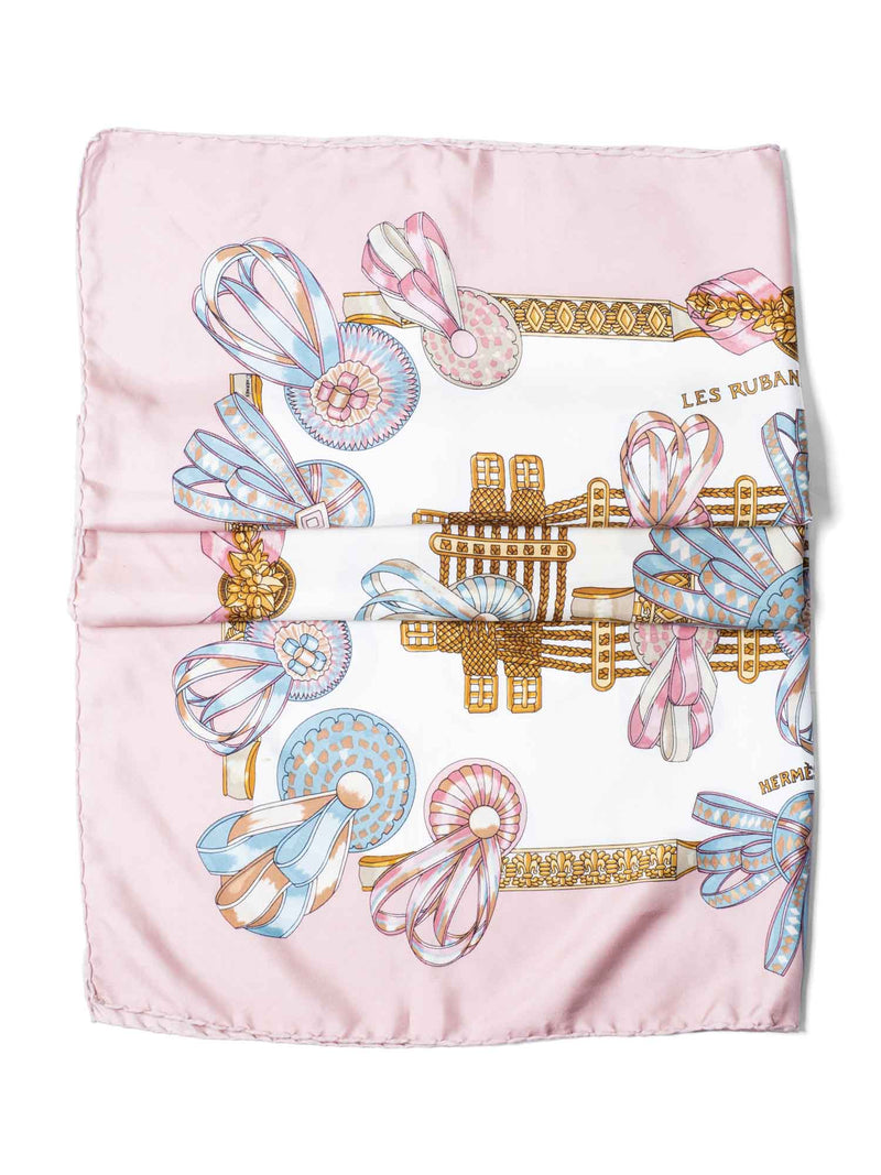 Hermes Silk Les Rubans Du Cheval Scarf 90 Pink-designer resale