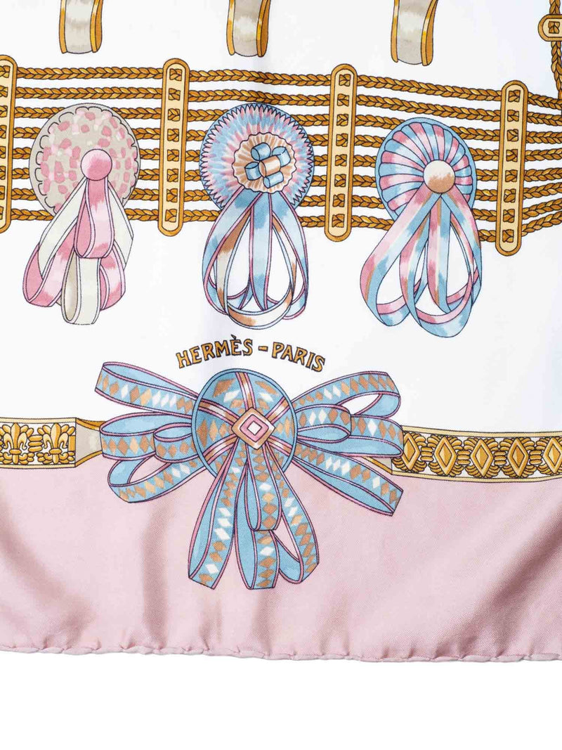 Hermes Silk Les Rubans Du Cheval Scarf 90 Pink-designer resale