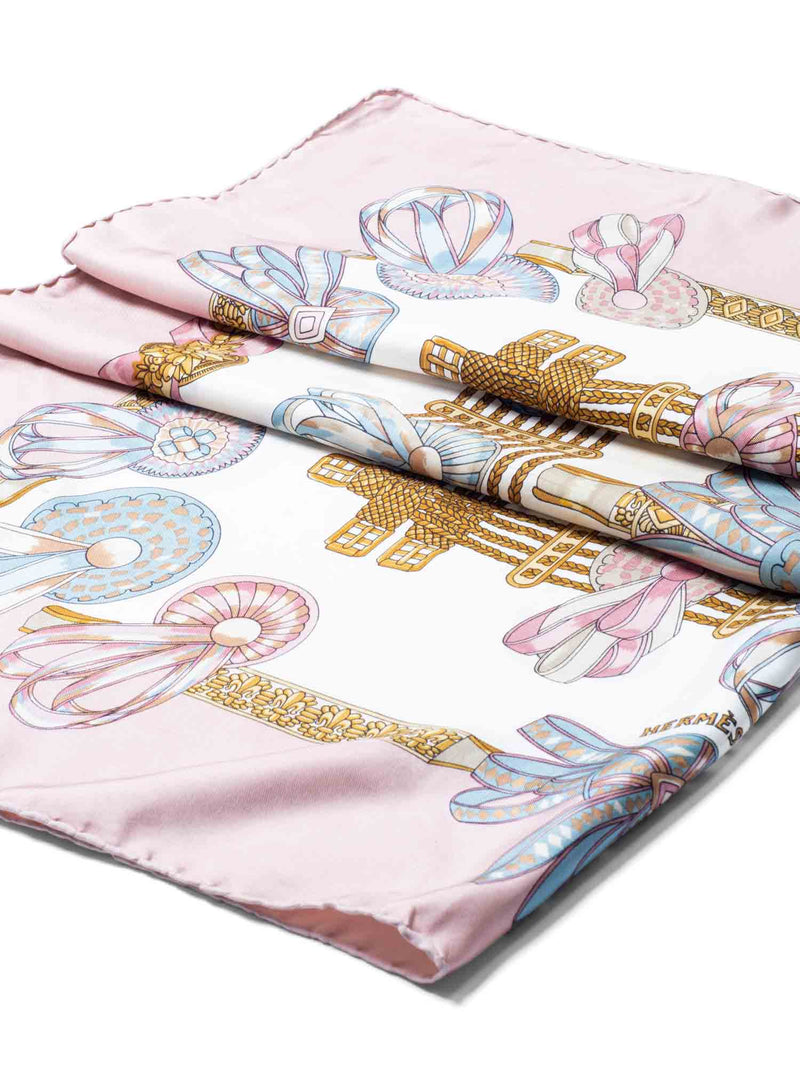 Hermes Silk Les Rubans Du Cheval Scarf 90 Pink-designer resale