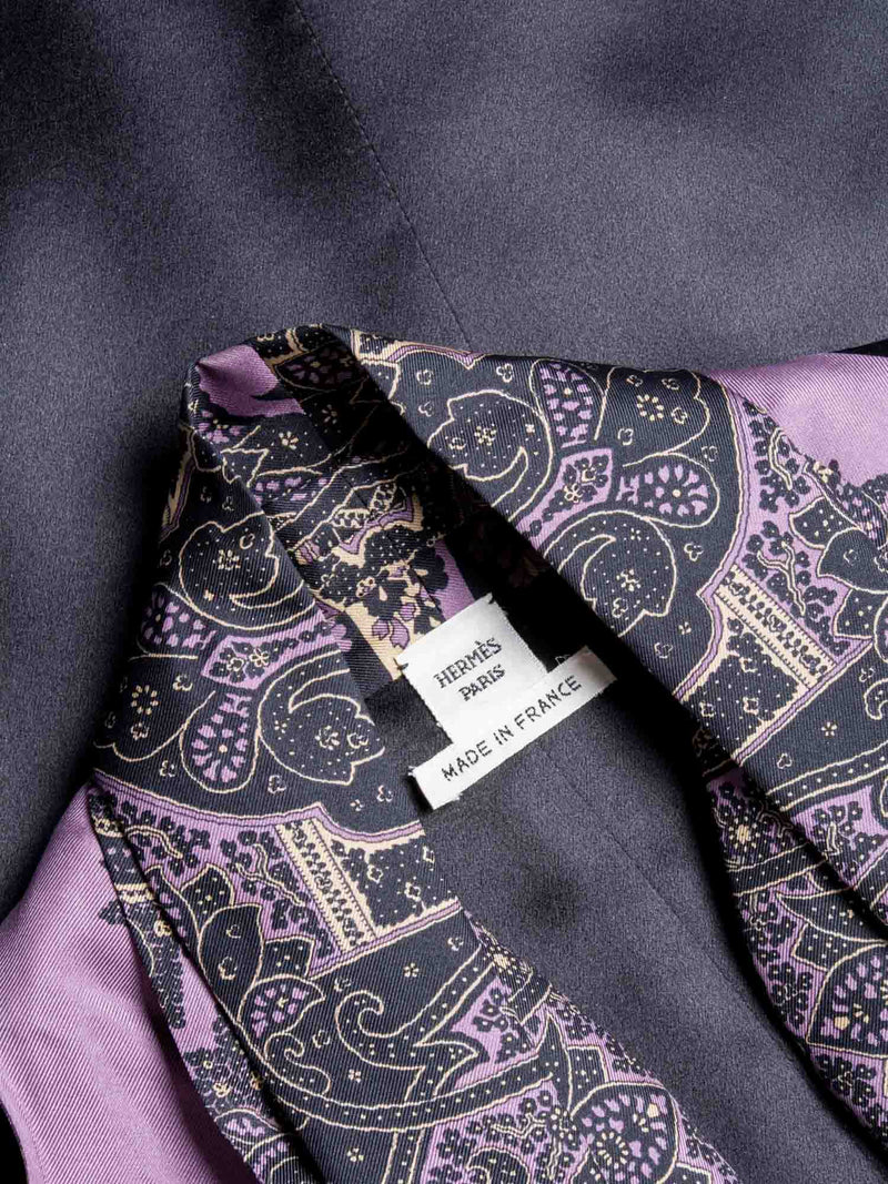 Hermes Silk Paisley Fringe Vest Purple Black-designer resale