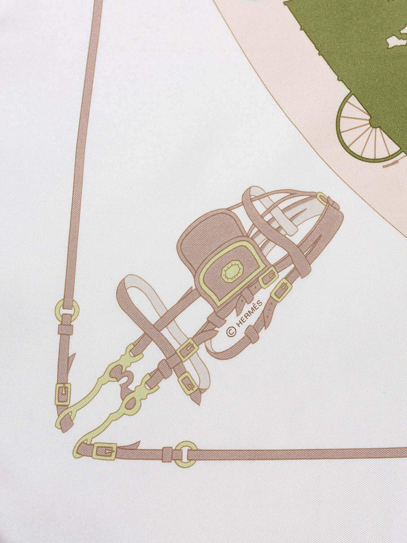 Hermes Silk Paris Qui Roule Scarf 90 Ivory-designer resale