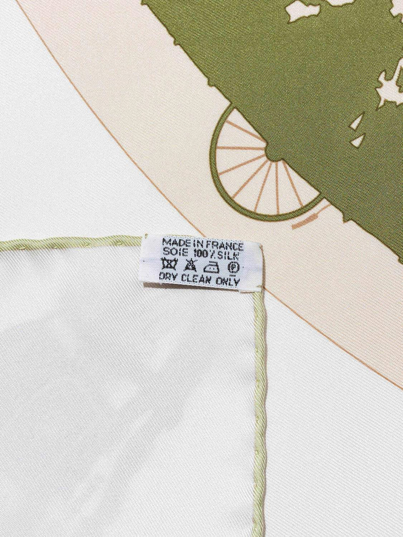 Hermes Silk Paris Qui Roule Scarf 90 Ivory-designer resale